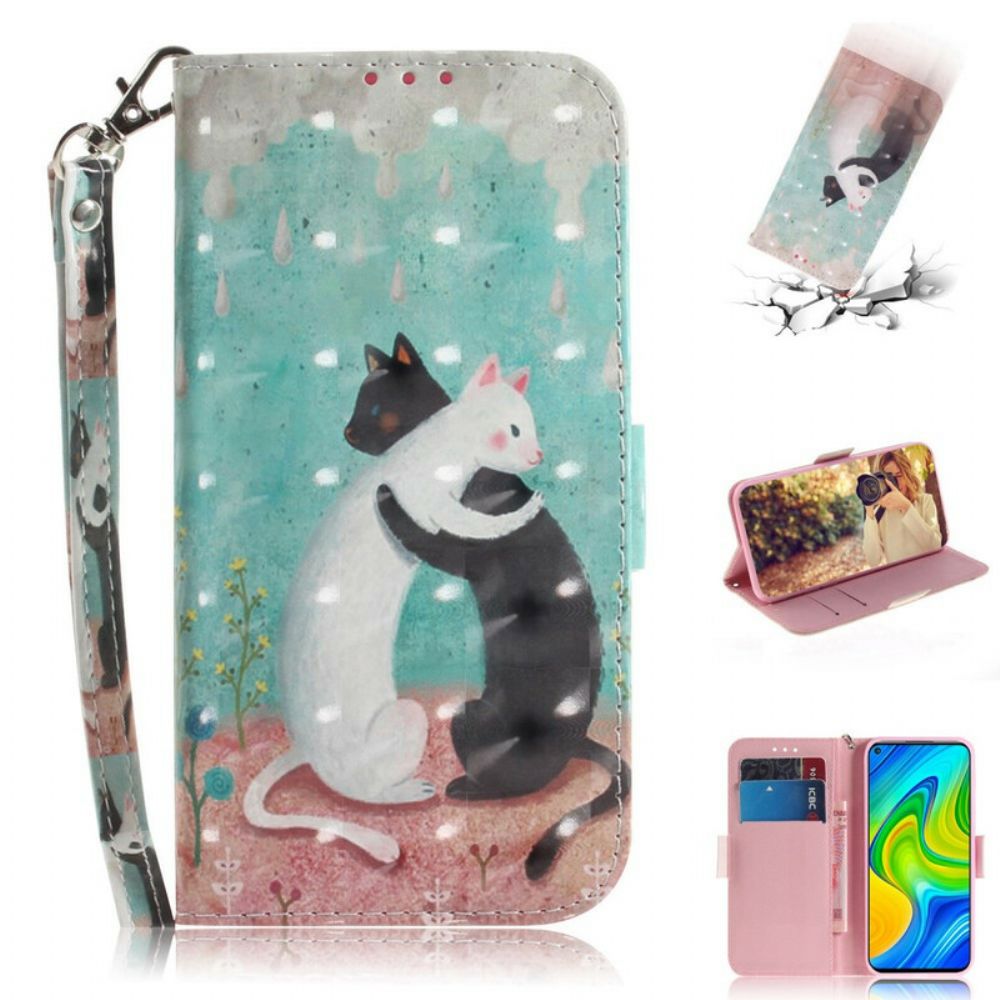 Folio-hoesje voor Xiaomi Redmi Note 9 Met Ketting Thong Kat Vrienden