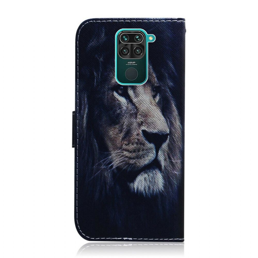 Leren Hoesje voor Xiaomi Redmi Note 9 Dromende Leeuw