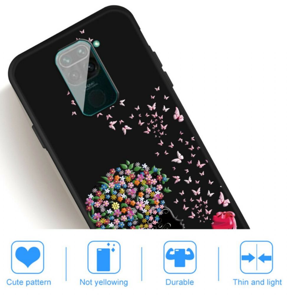 Telefoonhoesje voor Xiaomi Redmi Note 9 Vrouw Met Bloemhoofd