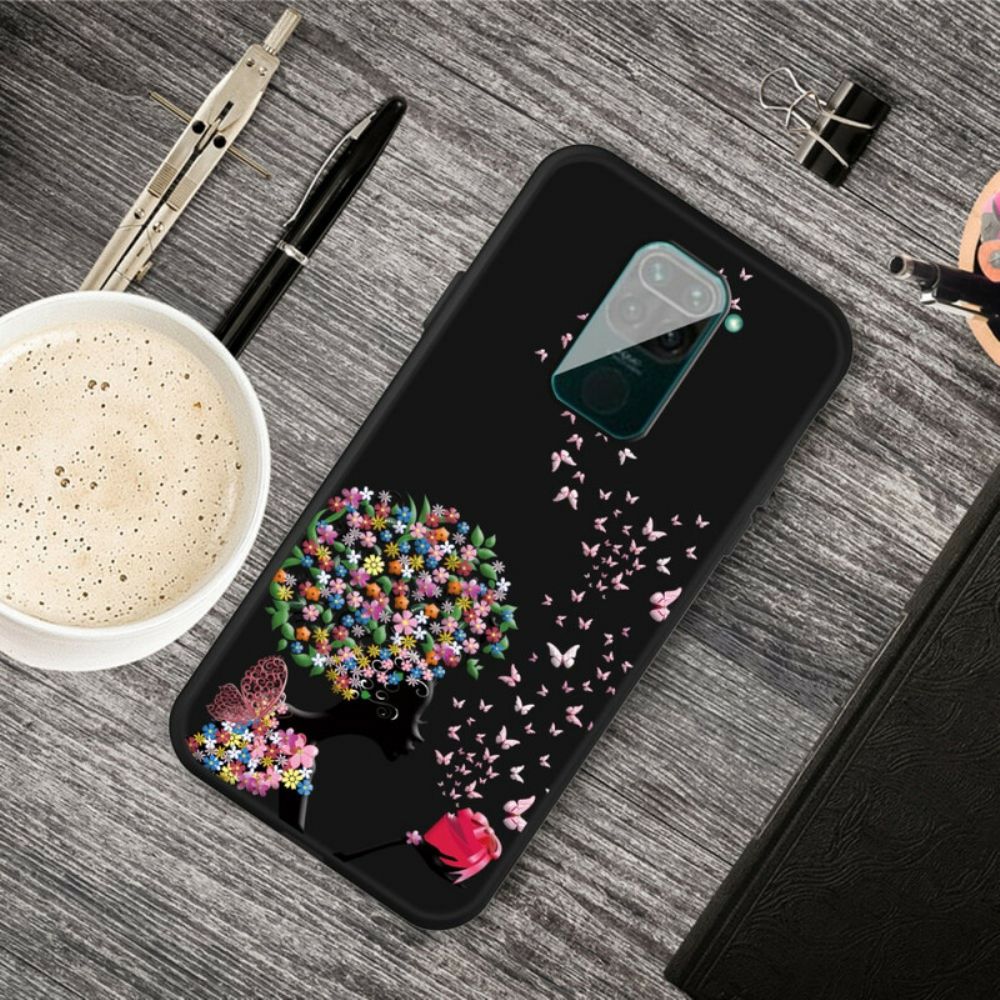 Telefoonhoesje voor Xiaomi Redmi Note 9 Vrouw Met Bloemhoofd