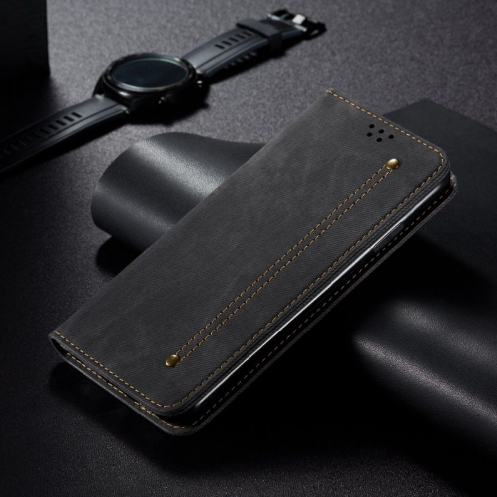 Bescherming Hoesje voor Google Pixel 6 Pro Folio-hoesje Denim Stof