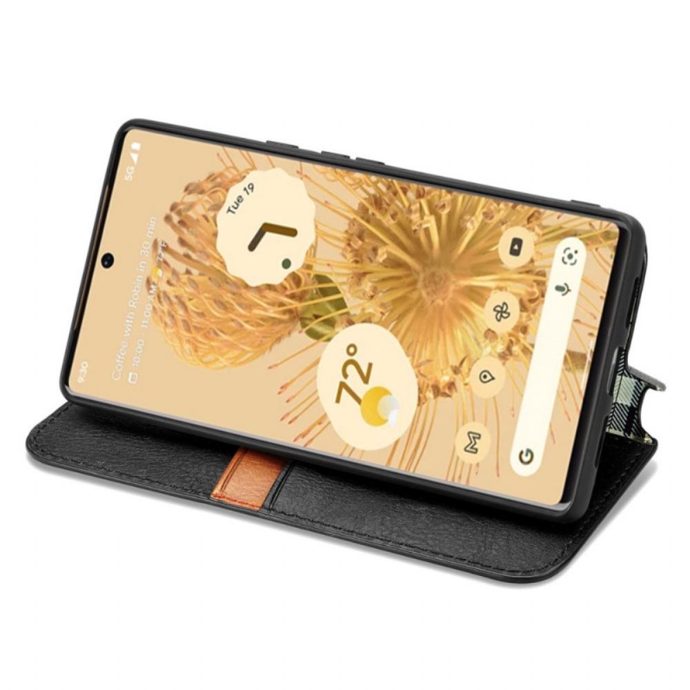 Bescherming Hoesje voor Google Pixel 6 Pro Folio-hoesje Diamant Textuur Leereffect
