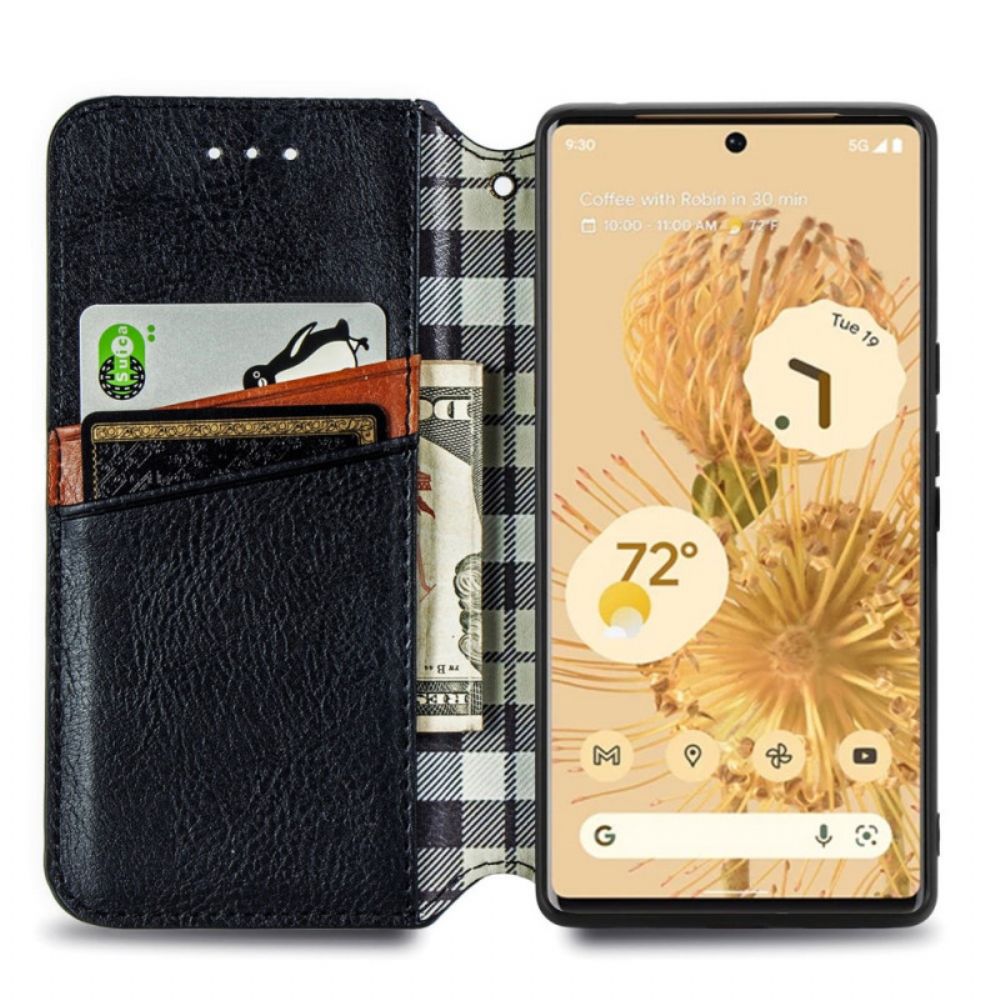 Bescherming Hoesje voor Google Pixel 6 Pro Folio-hoesje Diamant Textuur Leereffect