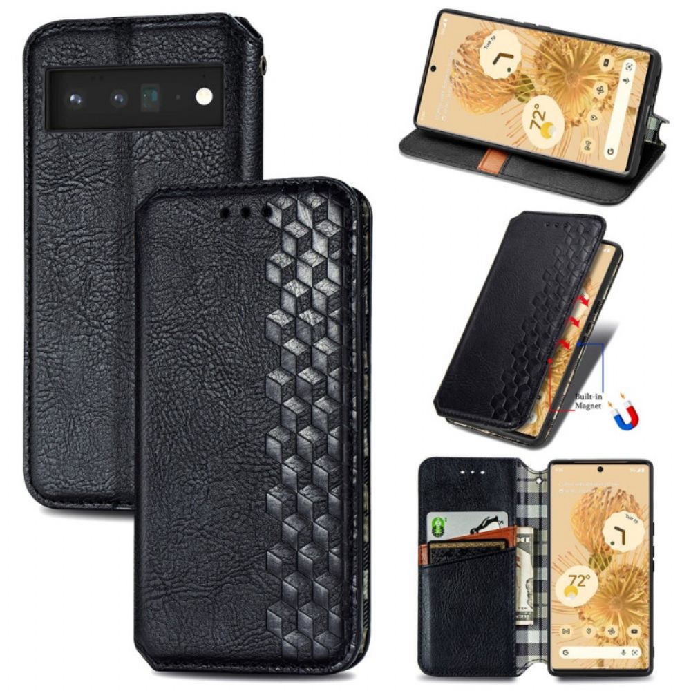 Bescherming Hoesje voor Google Pixel 6 Pro Folio-hoesje Diamant Textuur Leereffect