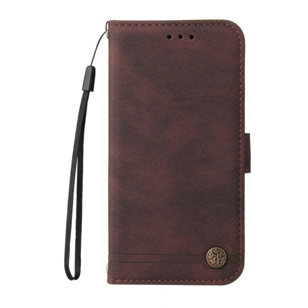 Flip Case voor Google Pixel 6 Pro Kunstleer Klinknagel En Riem