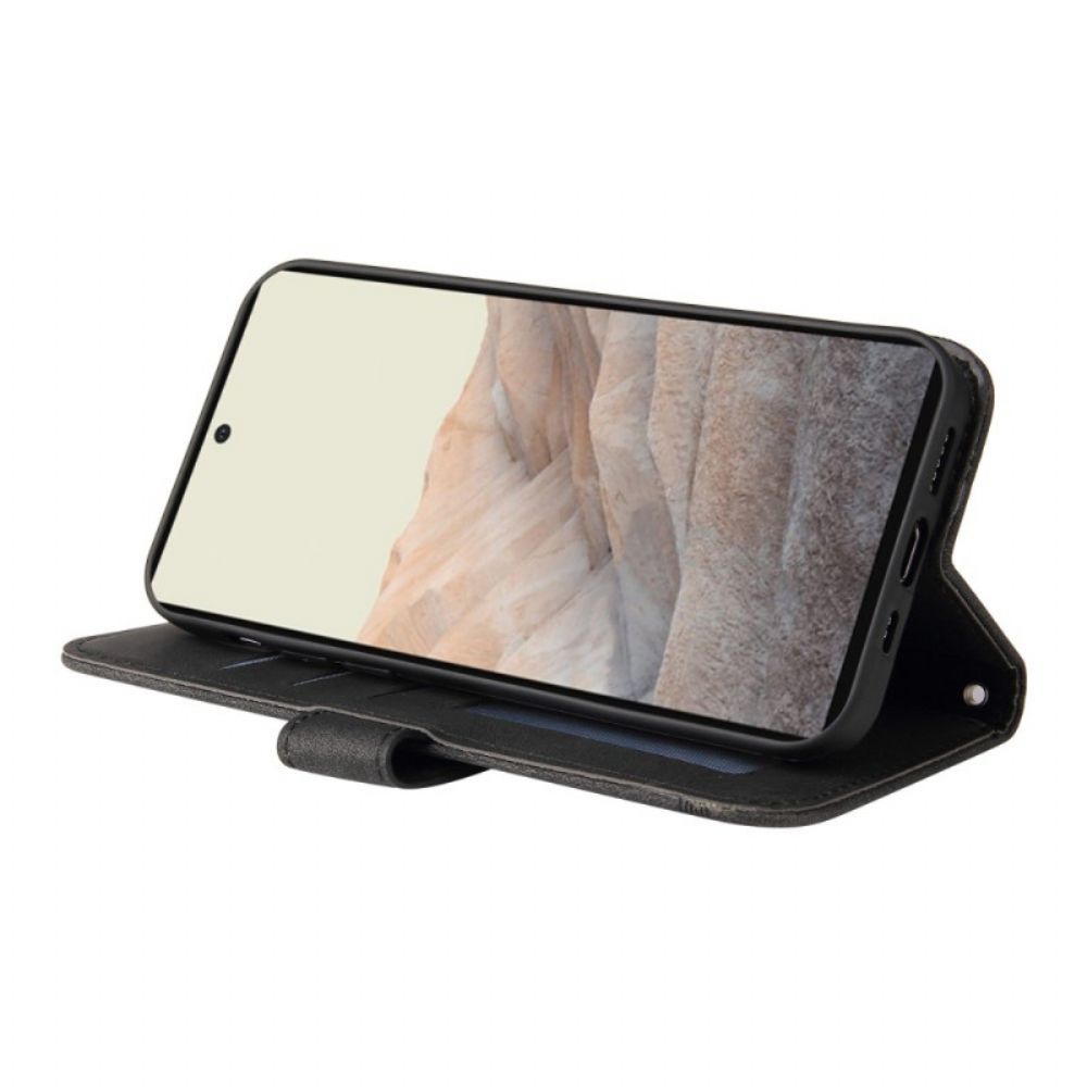 Flip Case voor Google Pixel 6 Pro Kunstleer Klinknagel En Riem