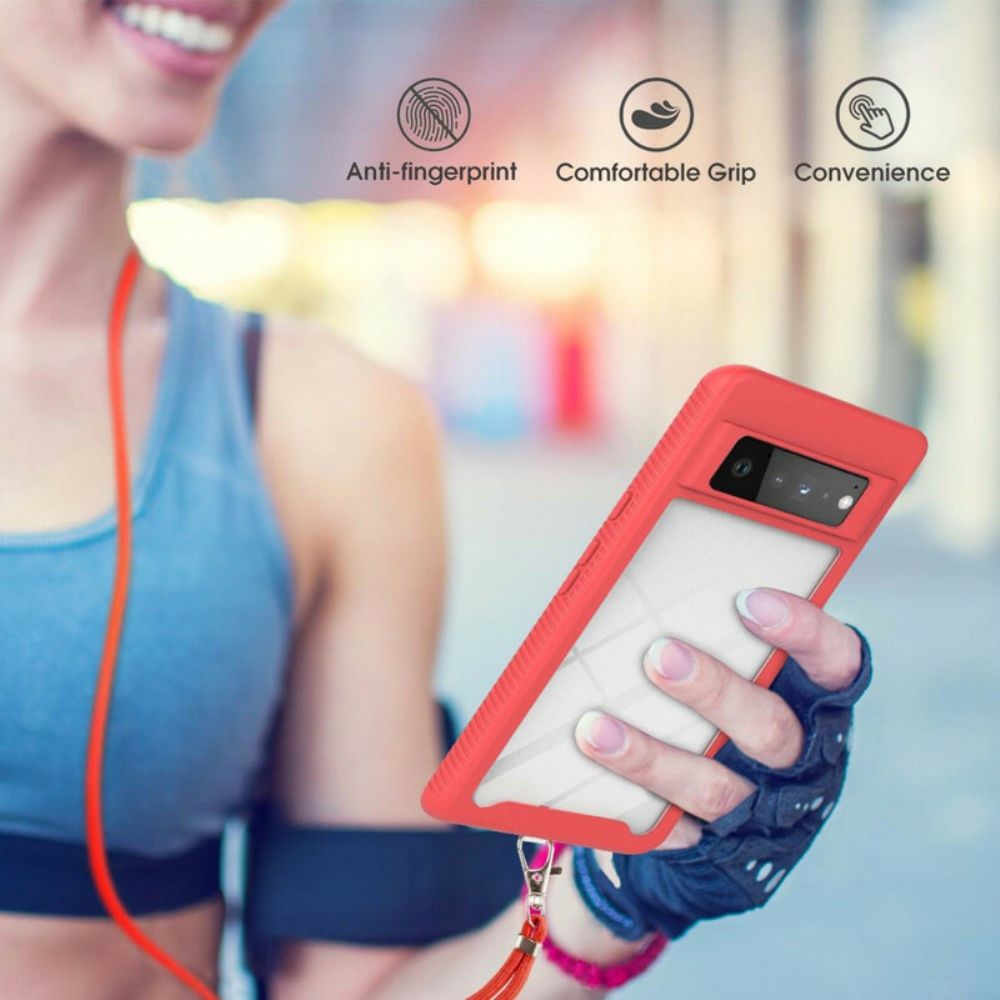 Hoesje voor Google Pixel 6 Pro Hybride Met Trekkoord En Gekleurde Contour