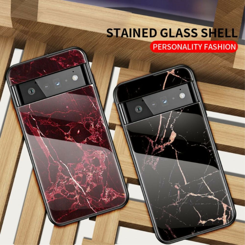 Hoesje voor Google Pixel 6 Pro Marmer Gehard Glas
