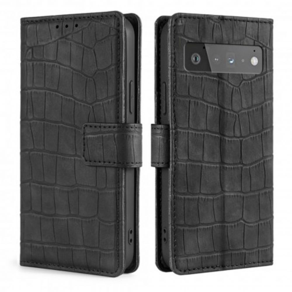 Leren Hoesje voor Google Pixel 6 Pro Skin-touch Krokodil