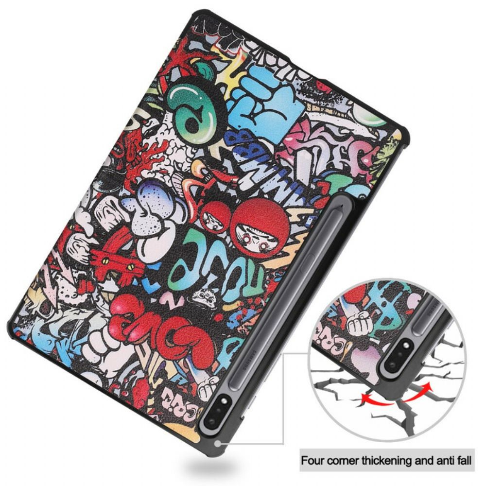 Bescherming Hoesje voor Samsung Galaxy Tab S7 Plus / Tab S8 Plus Graffiti Potlood Houder
