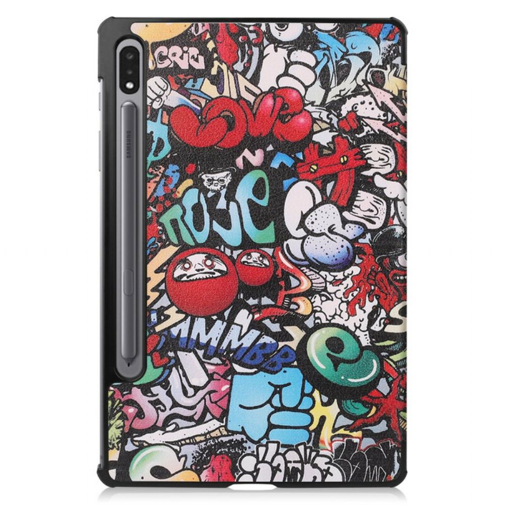 Bescherming Hoesje voor Samsung Galaxy Tab S7 Plus / Tab S8 Plus Graffiti Potlood Houder
