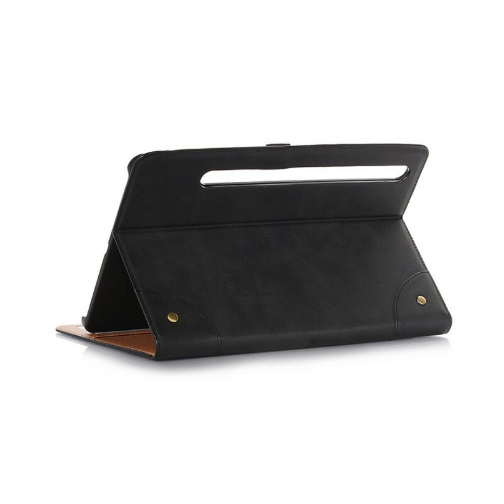 Cover voor Samsung Galaxy Tab S7 Plus / Tab S8 Plus Kunstleer Vintage Klinknagels