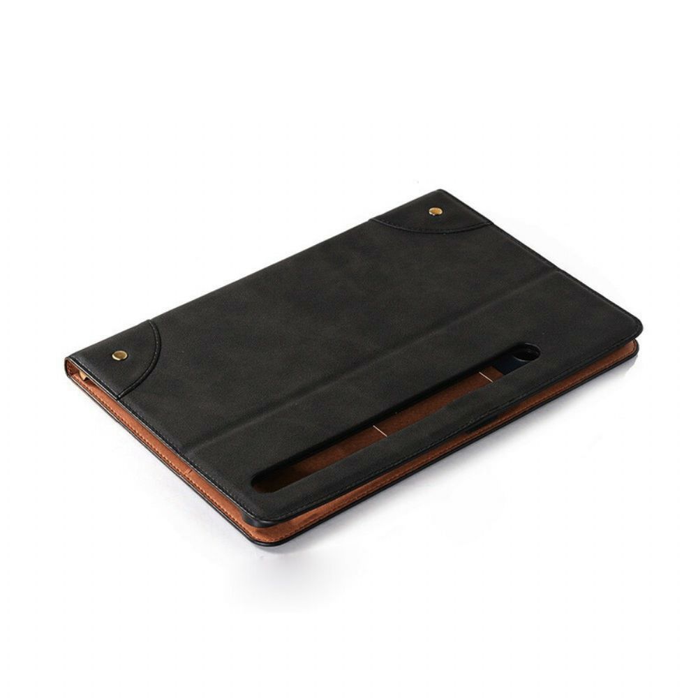 Cover voor Samsung Galaxy Tab S7 Plus / Tab S8 Plus Kunstleer Vintage Klinknagels
