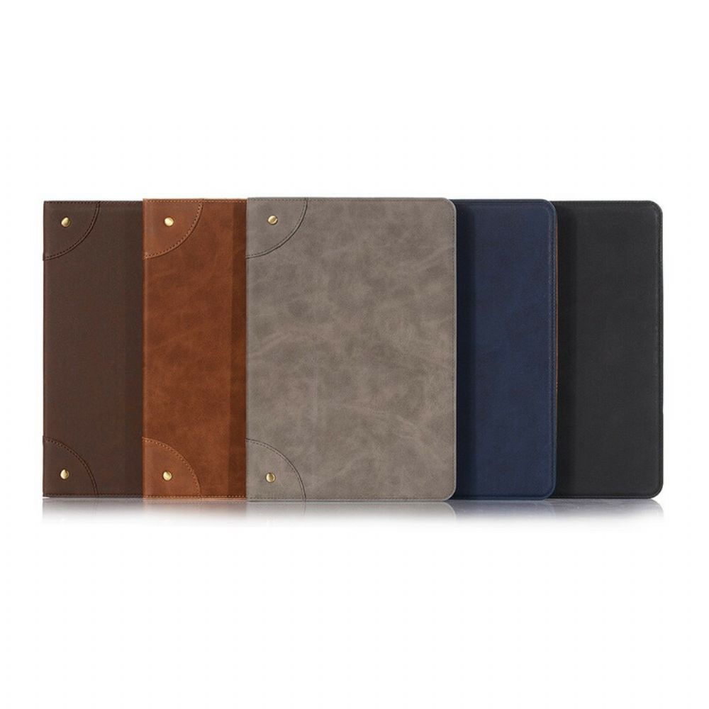 Cover voor Samsung Galaxy Tab S7 Plus / Tab S8 Plus Kunstleer Vintage Klinknagels
