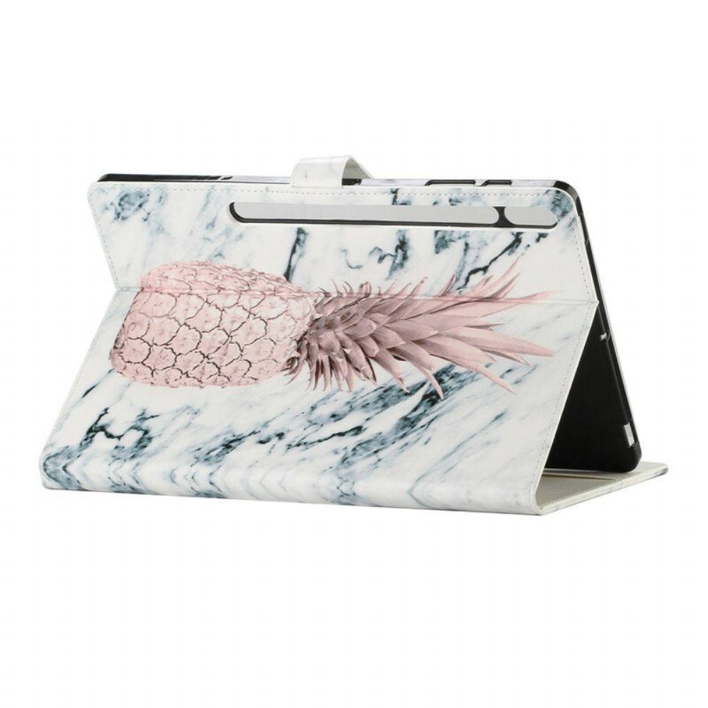 Leren Hoesje voor Samsung Galaxy Tab S7 Plus / Tab S8 Plus Ananas