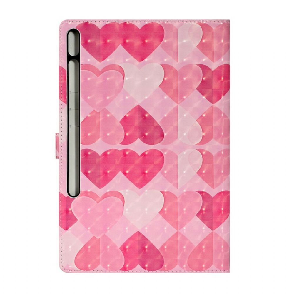 Leren Hoesje voor Samsung Galaxy Tab S7 Plus / Tab S8 Plus Harten