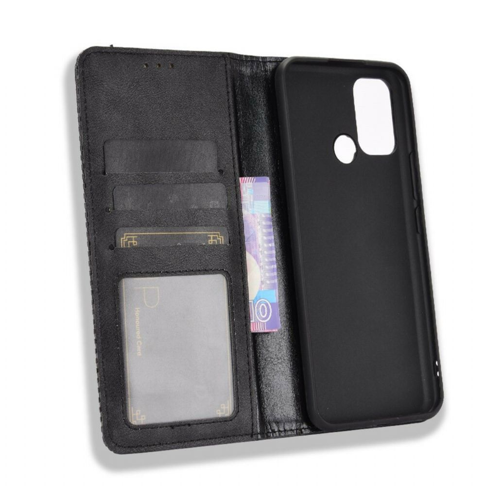 Bescherming Hoesje voor Realme 7i Folio-hoesje Vintage Gestileerd Leereffect