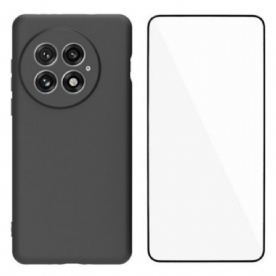 Cover Hoesje Oneplus 13 Telefoonhoesje 2-in-1 Matte Siliconen Met Schermbeschermer Van Gehard Glas