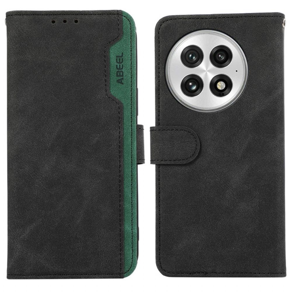Flip Case Leren Oneplus 13 Abeel Tweekleurig Suède-effect