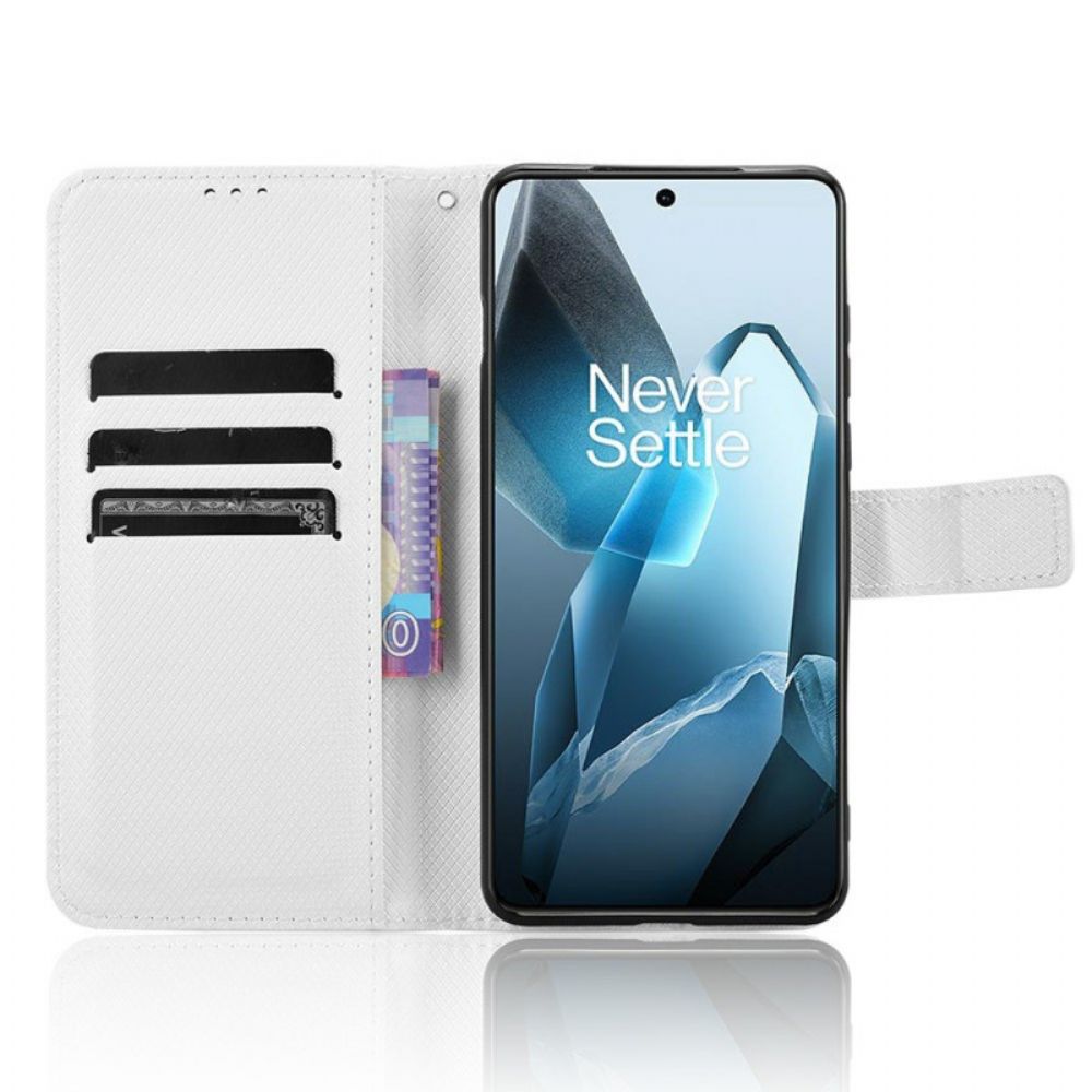 Flip Case Leren Oneplus 13 Diamantstructuur