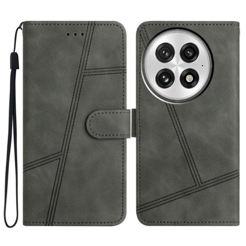 Flip Case Leren Oneplus 13 Strepen En Stippen
