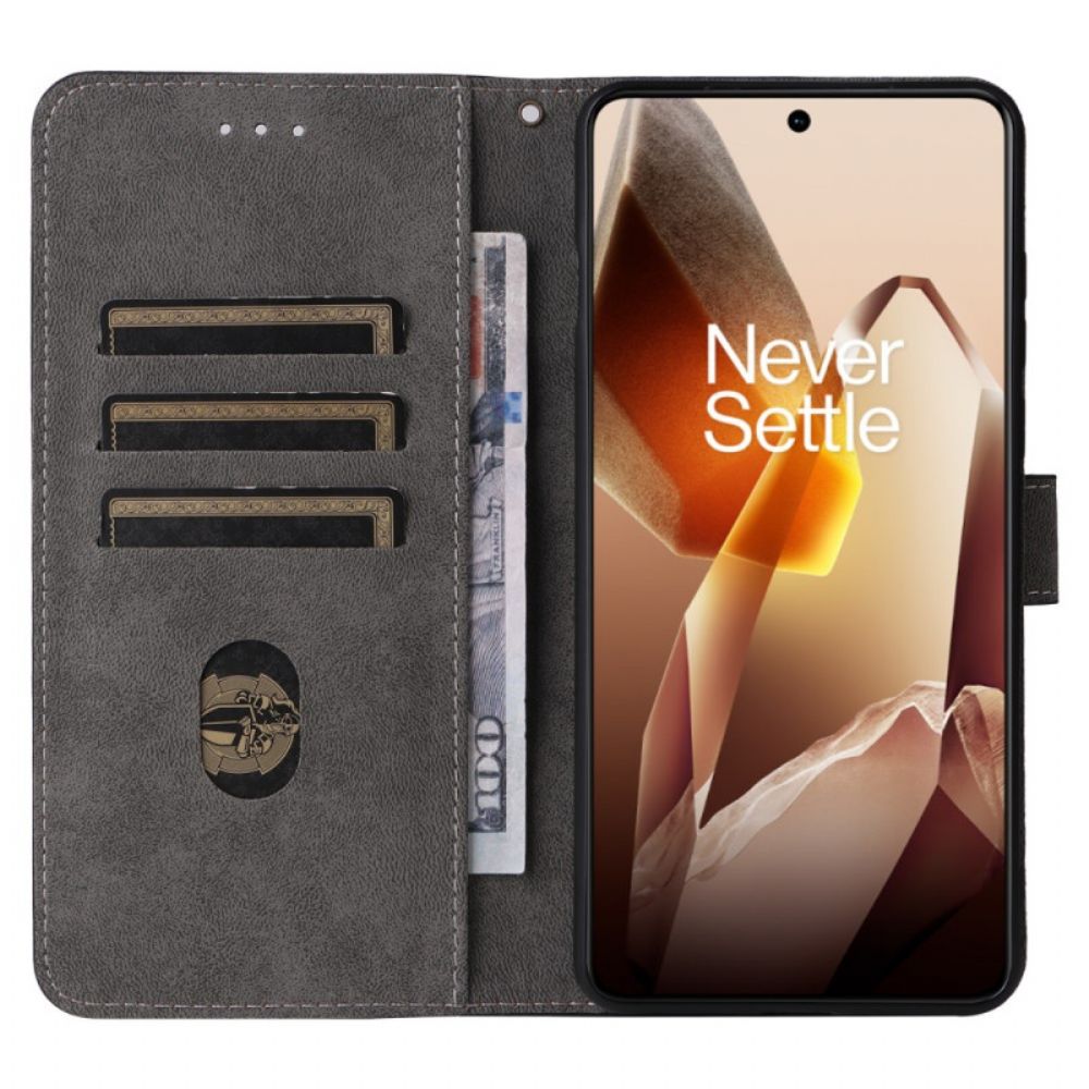 Flip Case Leren Oneplus 13 Suède-effect Met Rfid-bescherming