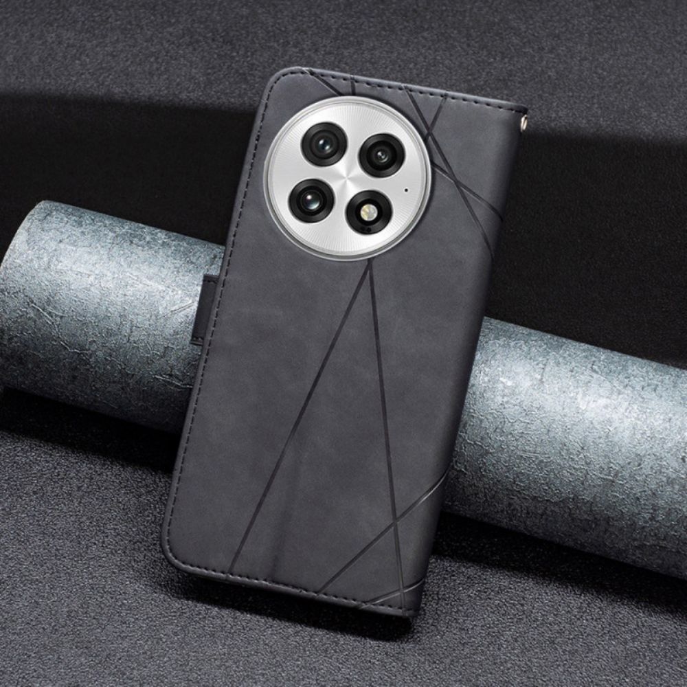 Leren Hoesje Oneplus 13 Abeel Geometrisch Patroon Bescherming Hoesje