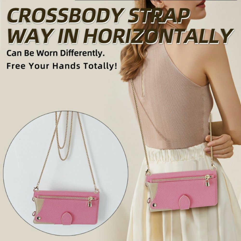 Leren Hoesje Oneplus 13 Tweekleurige Portemonnee Met Ketting