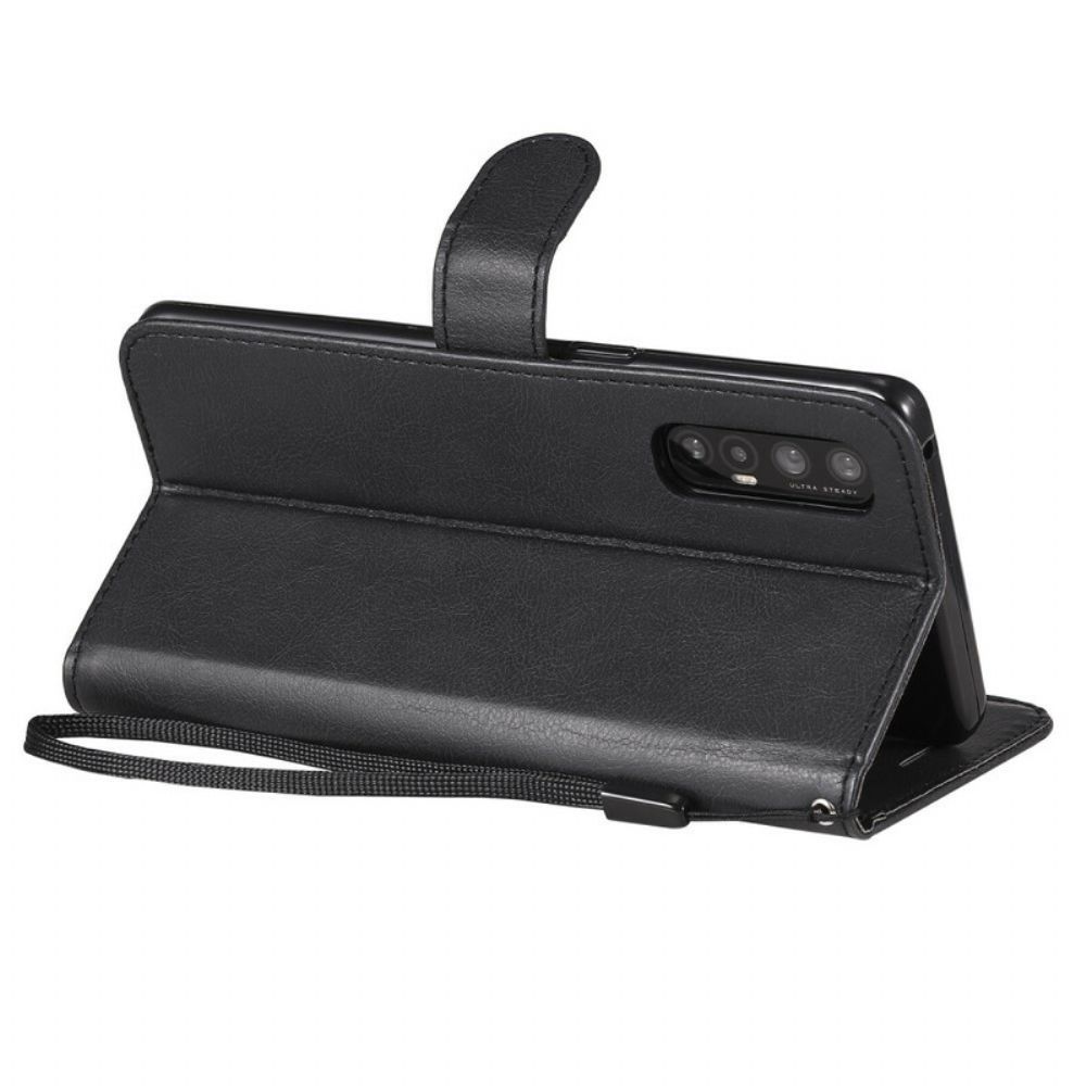 Folio-hoesje voor Oppo Find X2 Neo Met Ketting Effen Kleur Serie Riem