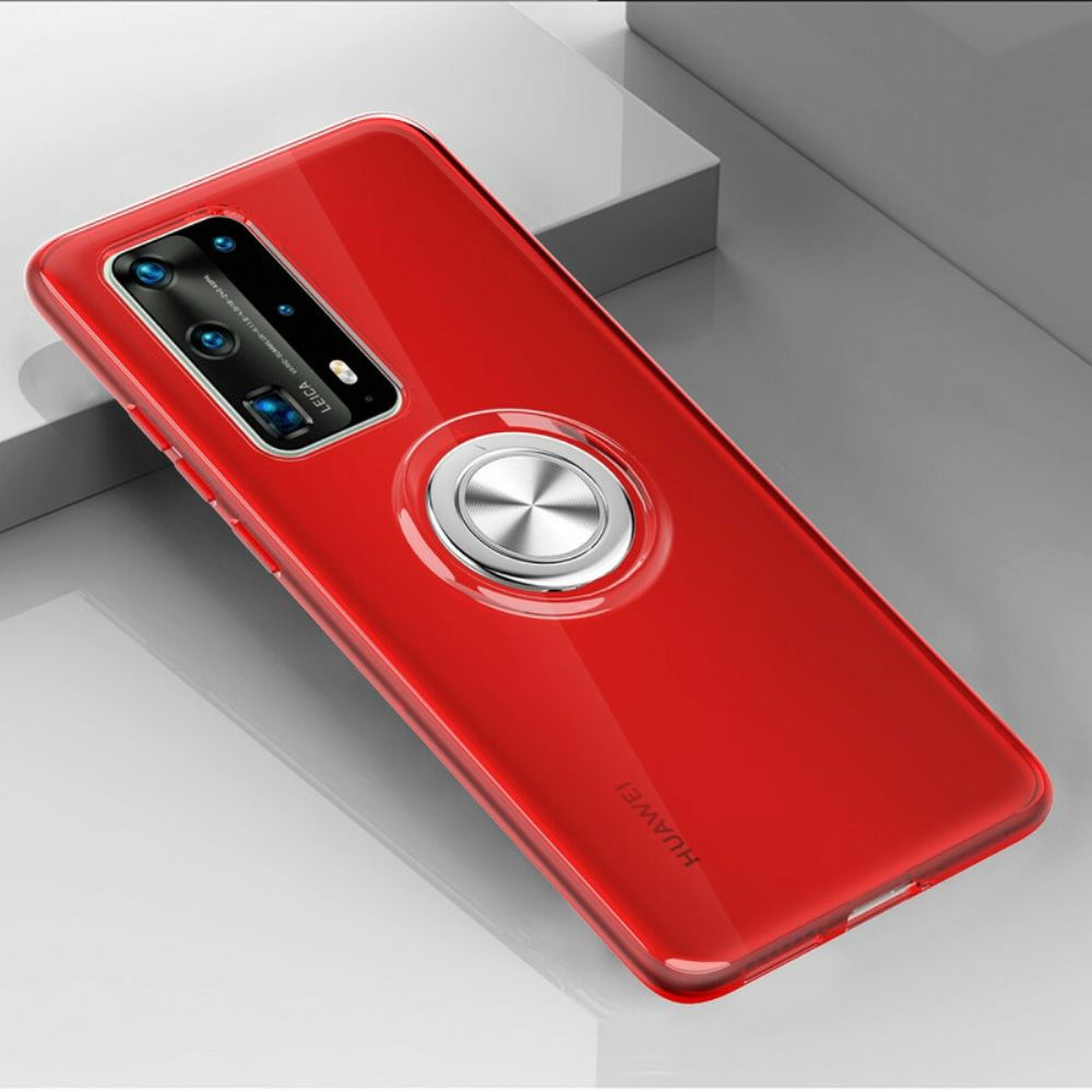 Hoesje voor Huawei P40 Transparante Eenvoudige Metalen Ring