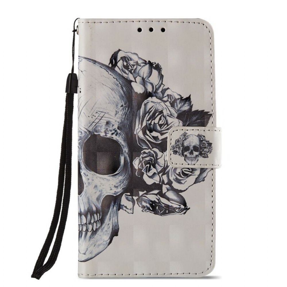 Folio-hoesje voor Huawei P20 Lite 3d Bloemenschedel