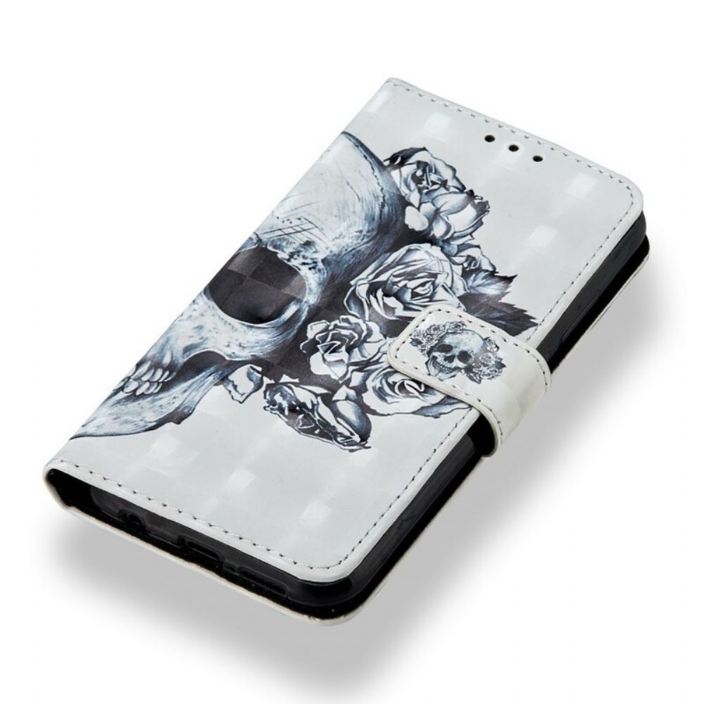 Folio-hoesje voor Huawei P20 Lite 3d Bloemenschedel