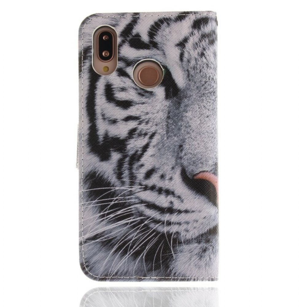 Folio-hoesje voor Huawei P20 Lite Witte Tijger