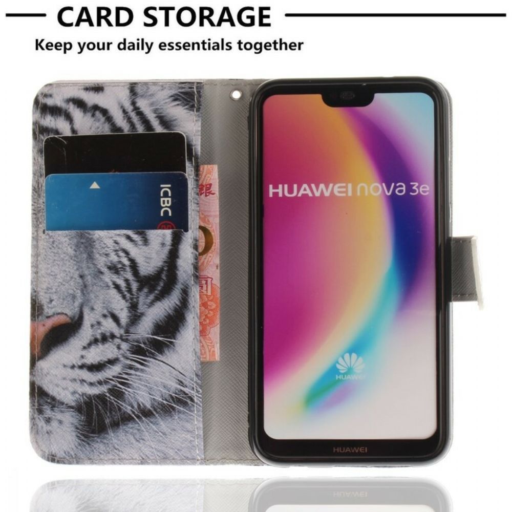 Folio-hoesje voor Huawei P20 Lite Witte Tijger