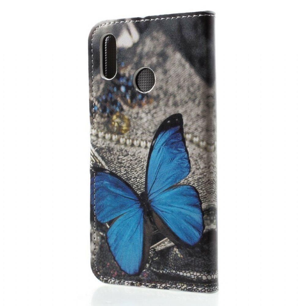Leren Hoesje voor Huawei P20 Lite Blauwe Vlinder