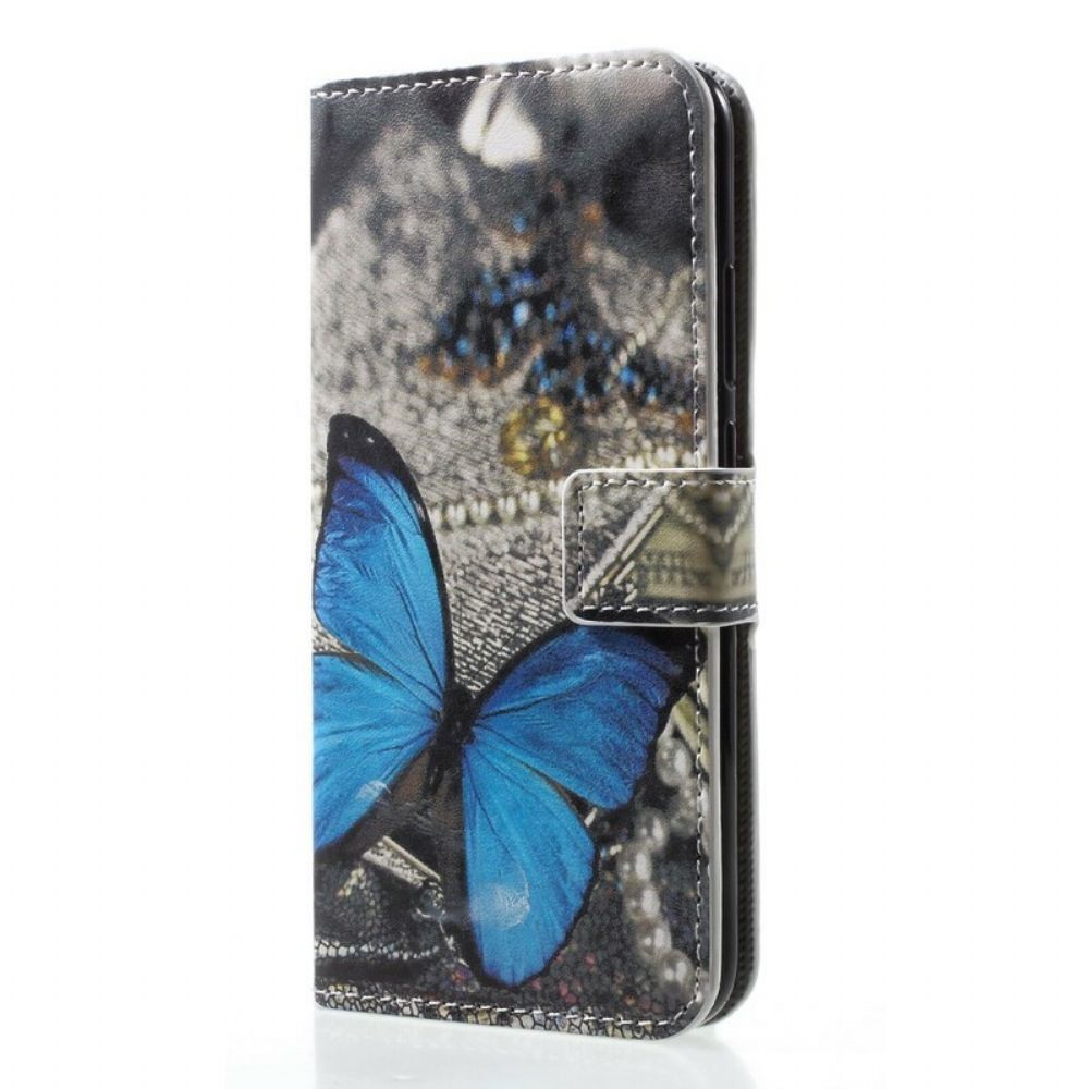 Leren Hoesje voor Huawei P20 Lite Blauwe Vlinder