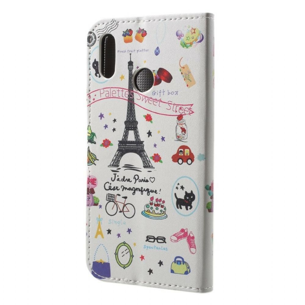 Leren Hoesje voor Huawei P20 Lite Ik Hou Van Parijs