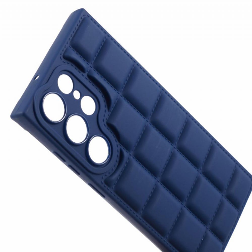 Case Hoesje Samsung Galaxy S24 Ultra 5g Telefoonhoesje Geruite Donsjastextuur