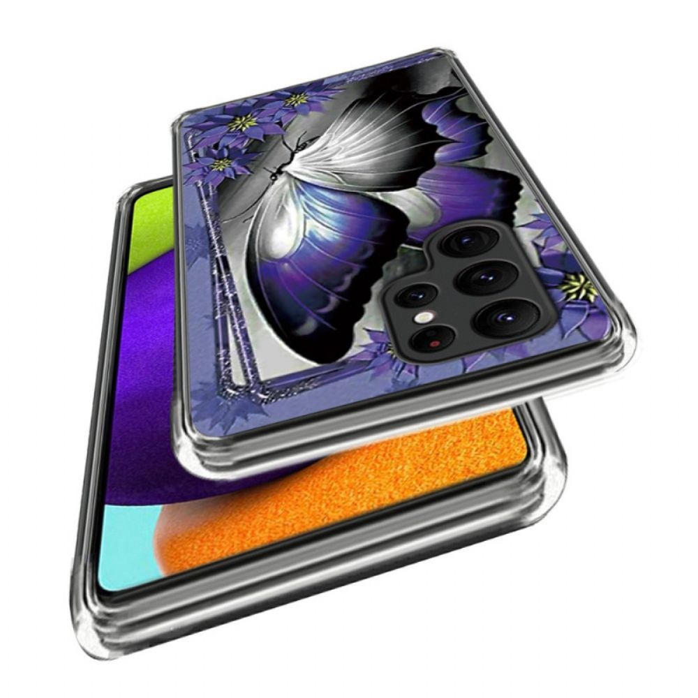 Hoesje Samsung Galaxy S24 Ultra 5g Paarse Vlinder