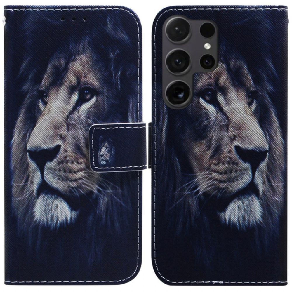 Leren Hoesje Samsung Galaxy S24 Ultra 5g Dromende Leeuw