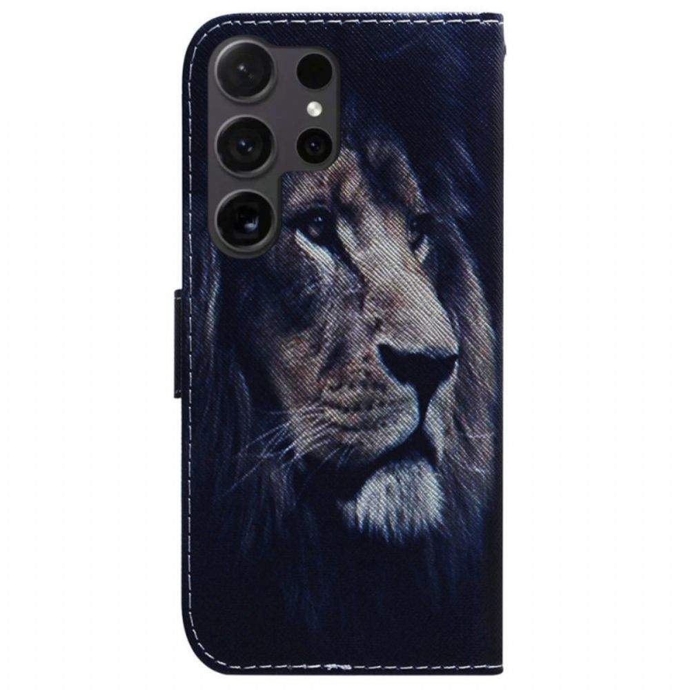Leren Hoesje Samsung Galaxy S24 Ultra 5g Dromende Leeuw