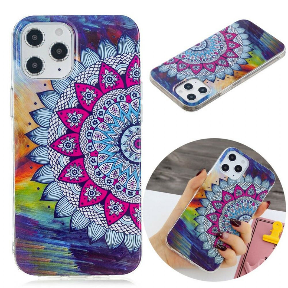 Telefoonhoesje voor iPhone 12 Pro Max Fluorescerende Kleurrijke Mandala