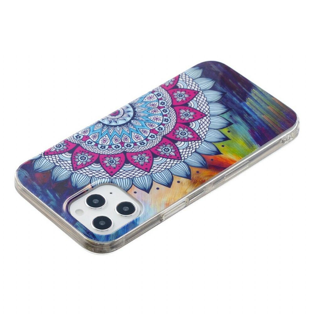 Telefoonhoesje voor iPhone 12 Pro Max Fluorescerende Kleurrijke Mandala