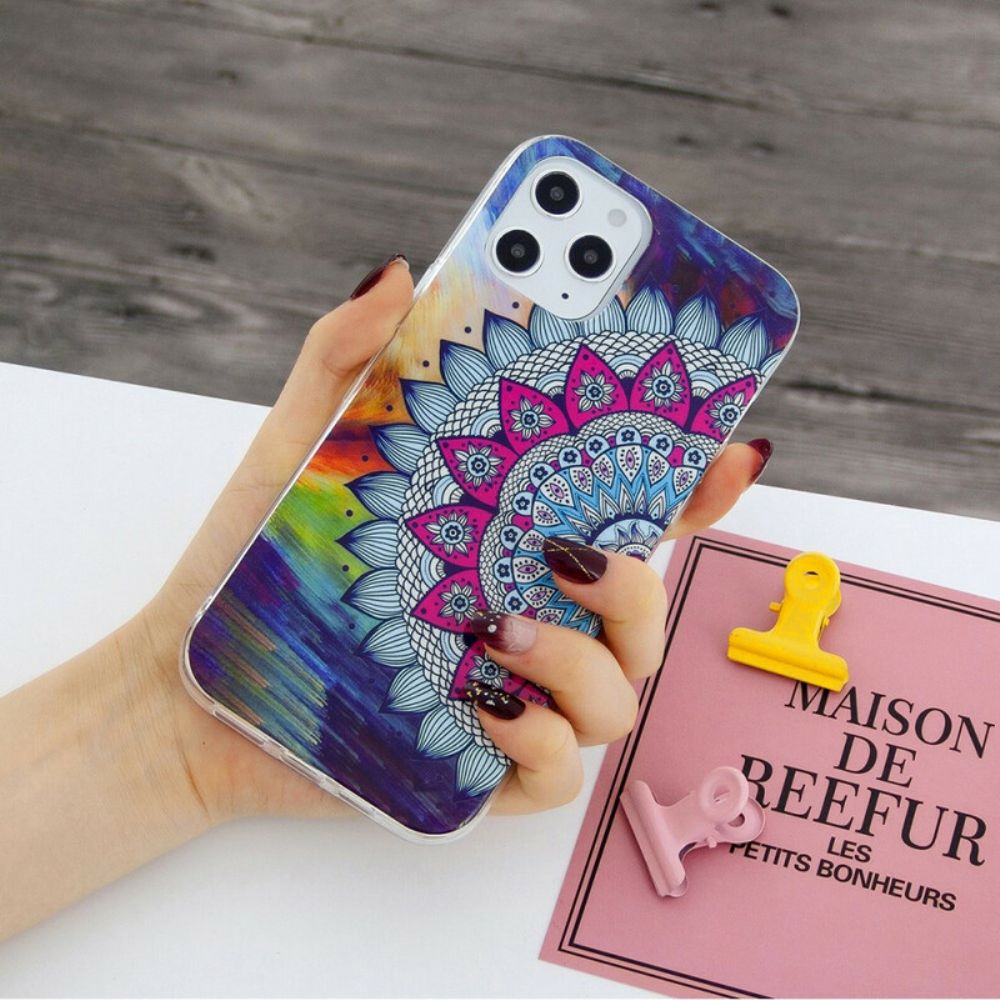 Telefoonhoesje voor iPhone 12 Pro Max Fluorescerende Kleurrijke Mandala