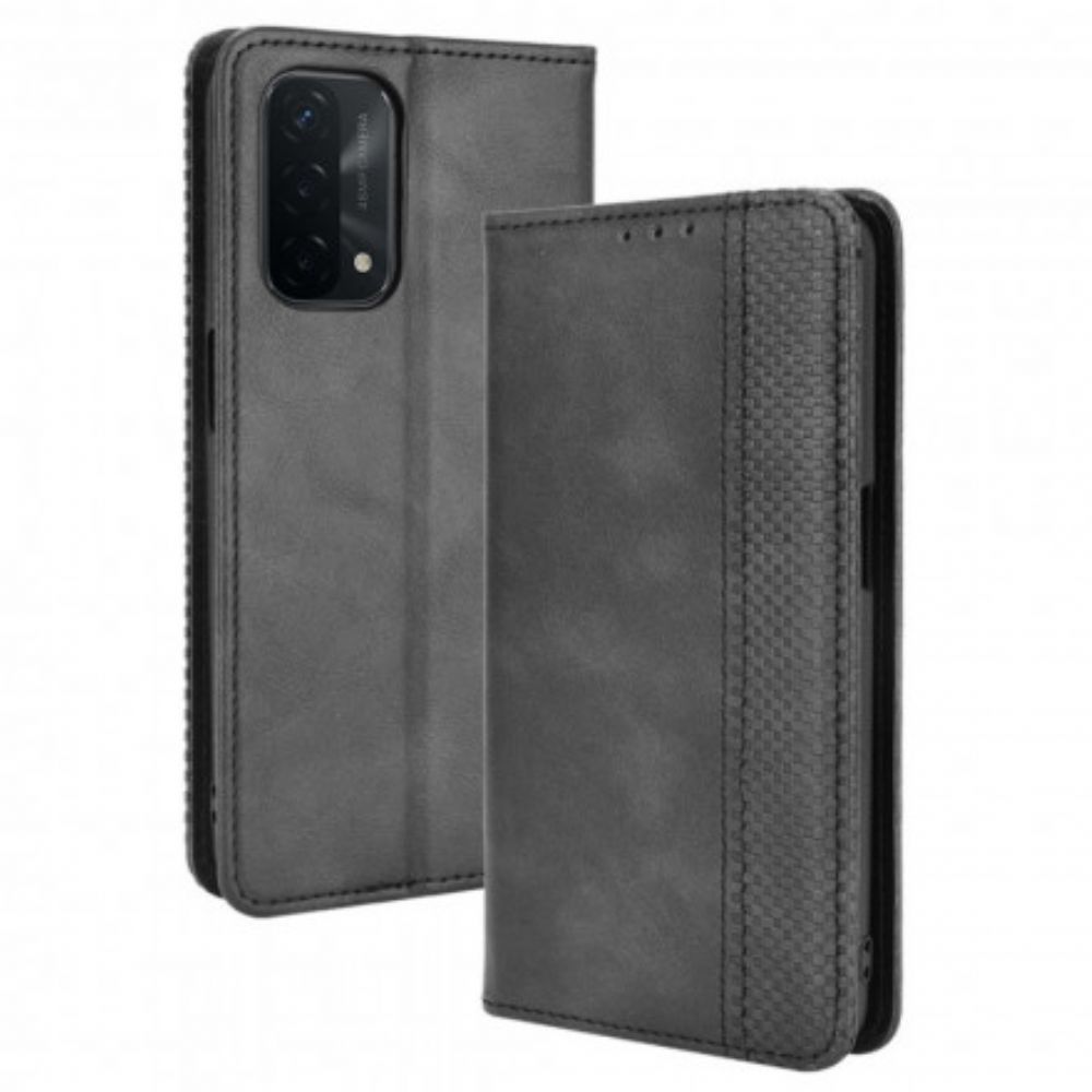 Bescherming Hoesje voor Oppo A54 5G / A74 5G Folio-hoesje Vintage Gestileerd Leereffect