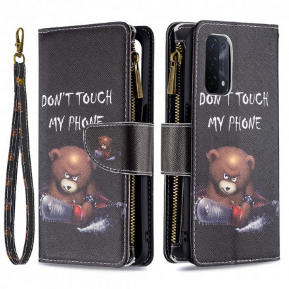 Flip Case voor Oppo A54 5G / A74 5G Beerzak Met Rits