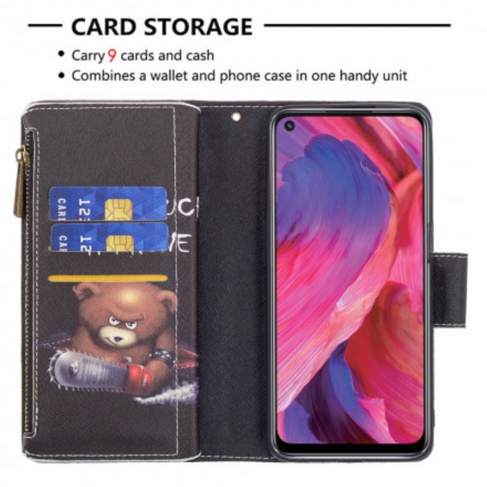 Flip Case voor Oppo A54 5G / A74 5G Beerzak Met Rits