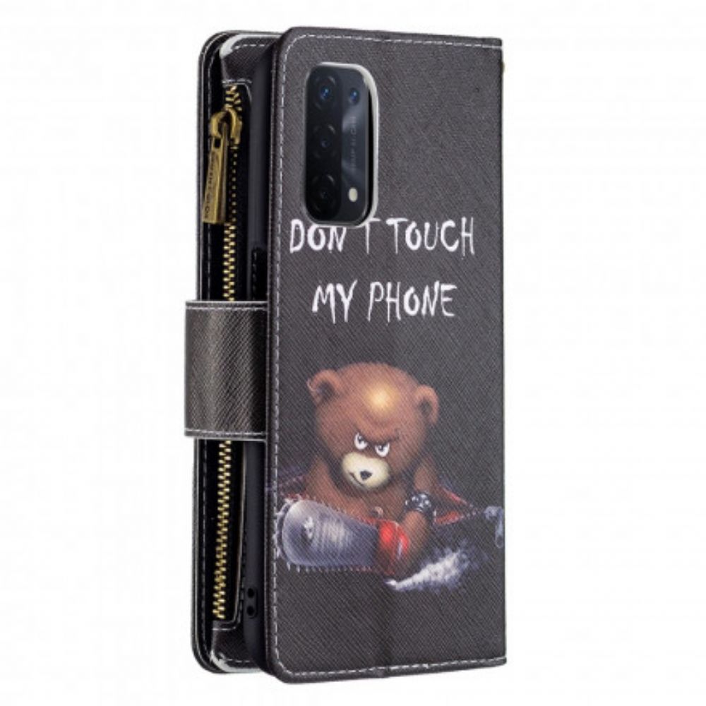 Flip Case voor Oppo A54 5G / A74 5G Beerzak Met Rits