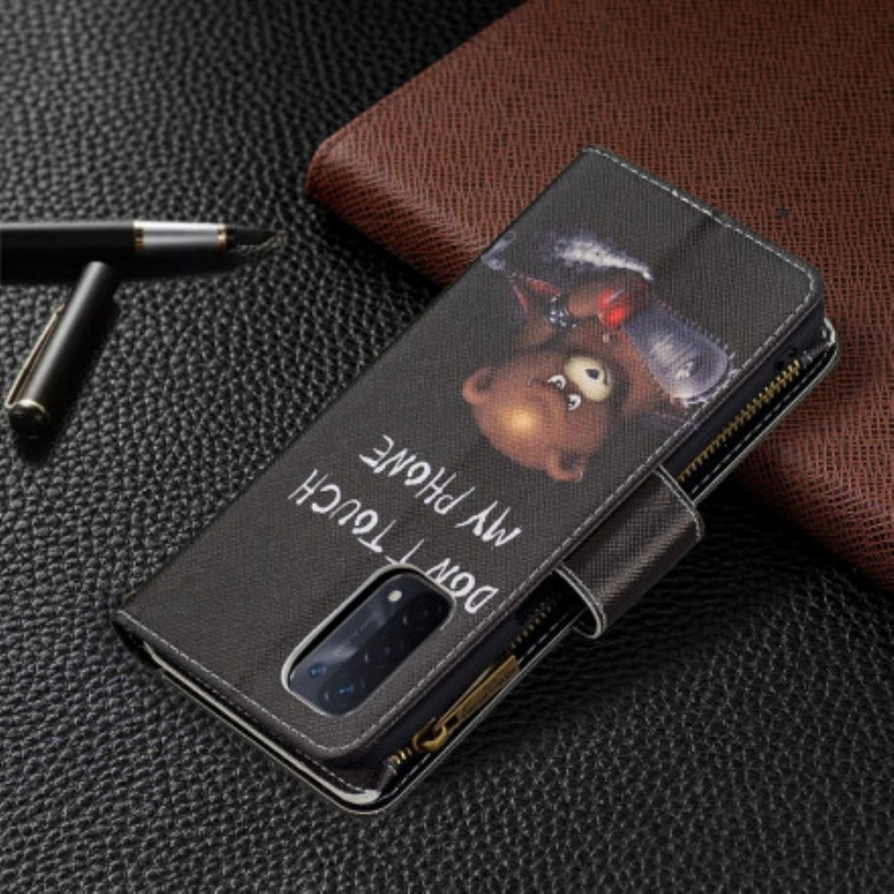 Flip Case voor Oppo A54 5G / A74 5G Beerzak Met Rits