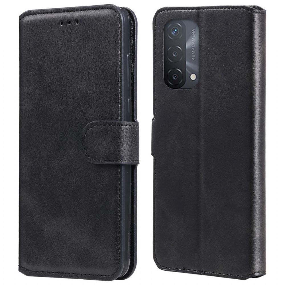 Flip Case voor Oppo A54 5G / A74 5G Ledereffect
